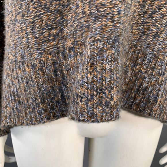 THEORY Size L Karenia Yellow Grey White Cashmere Melange High Neck Sweater - Picture 5 of 9